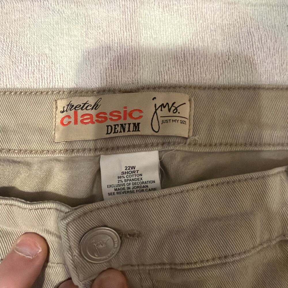 Just My Size JMS Stretch Classic Capri Tan Denim Jeans Womens 22 Whipped Latte